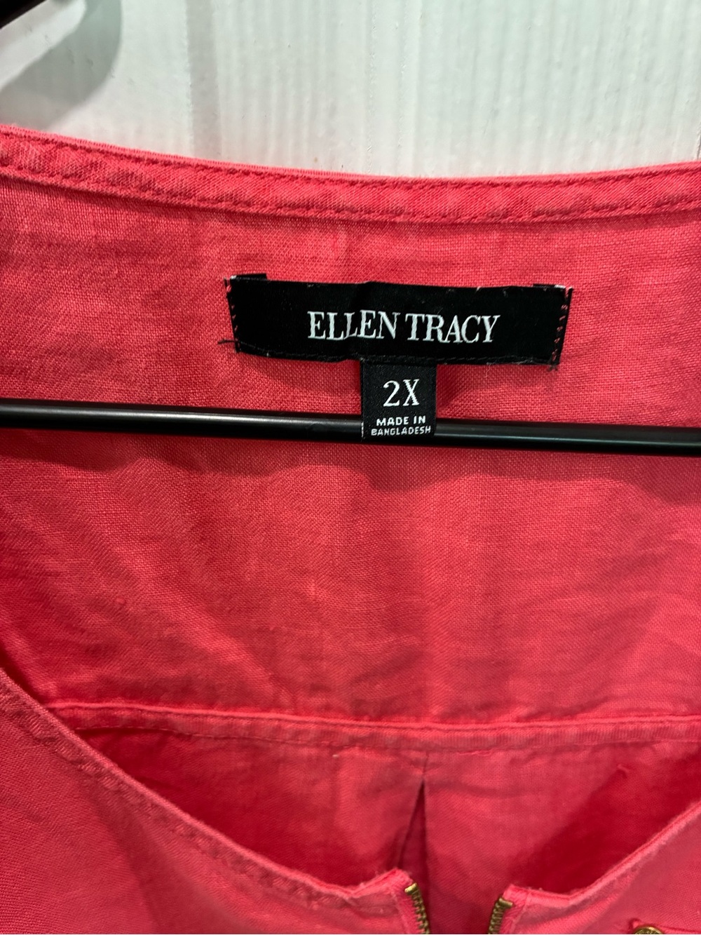 Ellen Tracy Coral Zip-Front Tunic with Chest Pockets - Picture 7 of 8